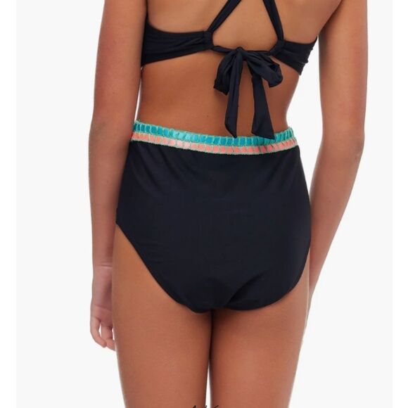 Beach Lingo Embroidered Trim Cutout 1 piece Swimsuit Size 10 NWT - Picture 2 of 6